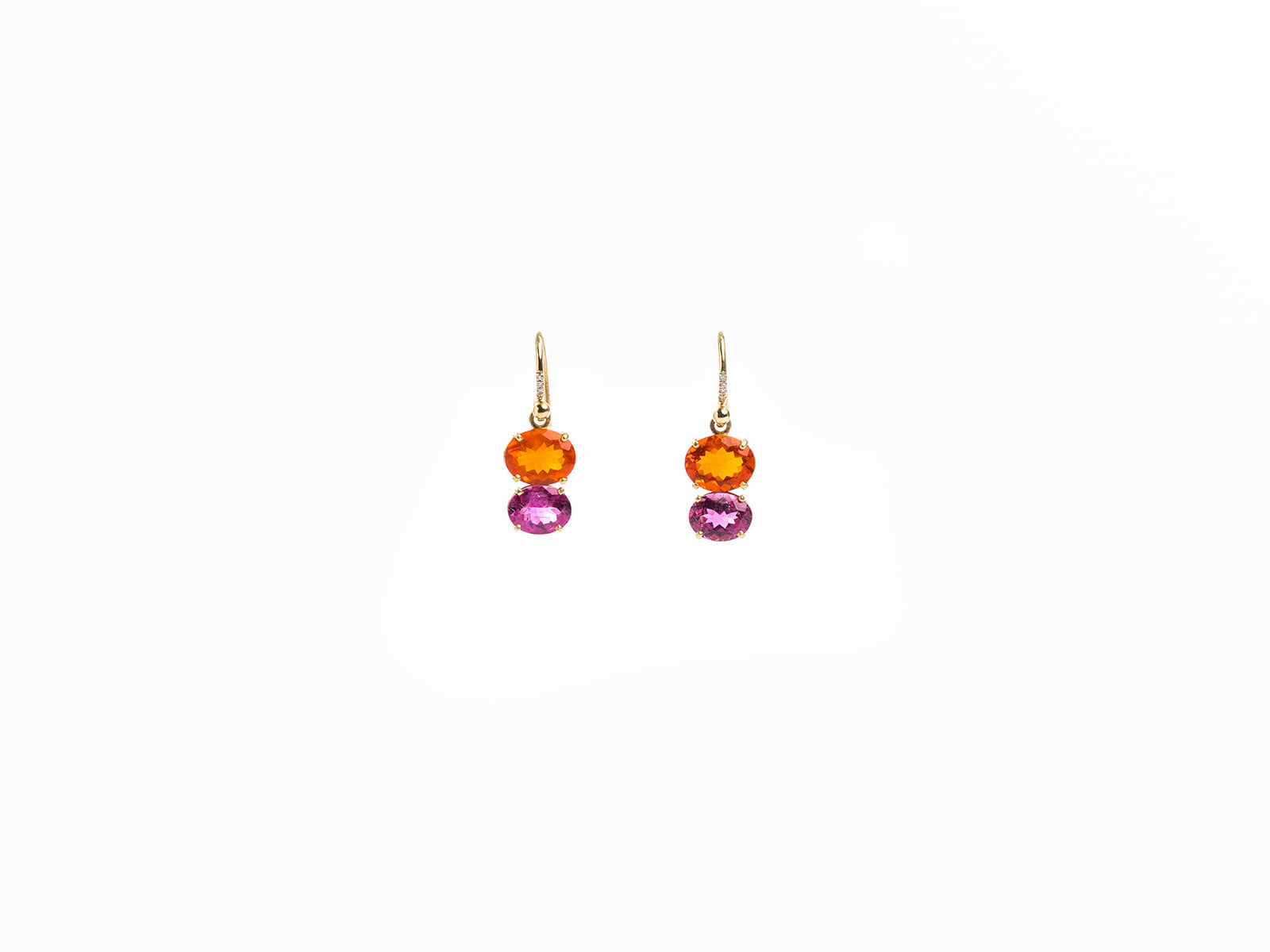 IRENE NEUWIRTH | GEMMY GEM FIRE OPAL & RUBELITE DOUBLE STONE EARRINGS