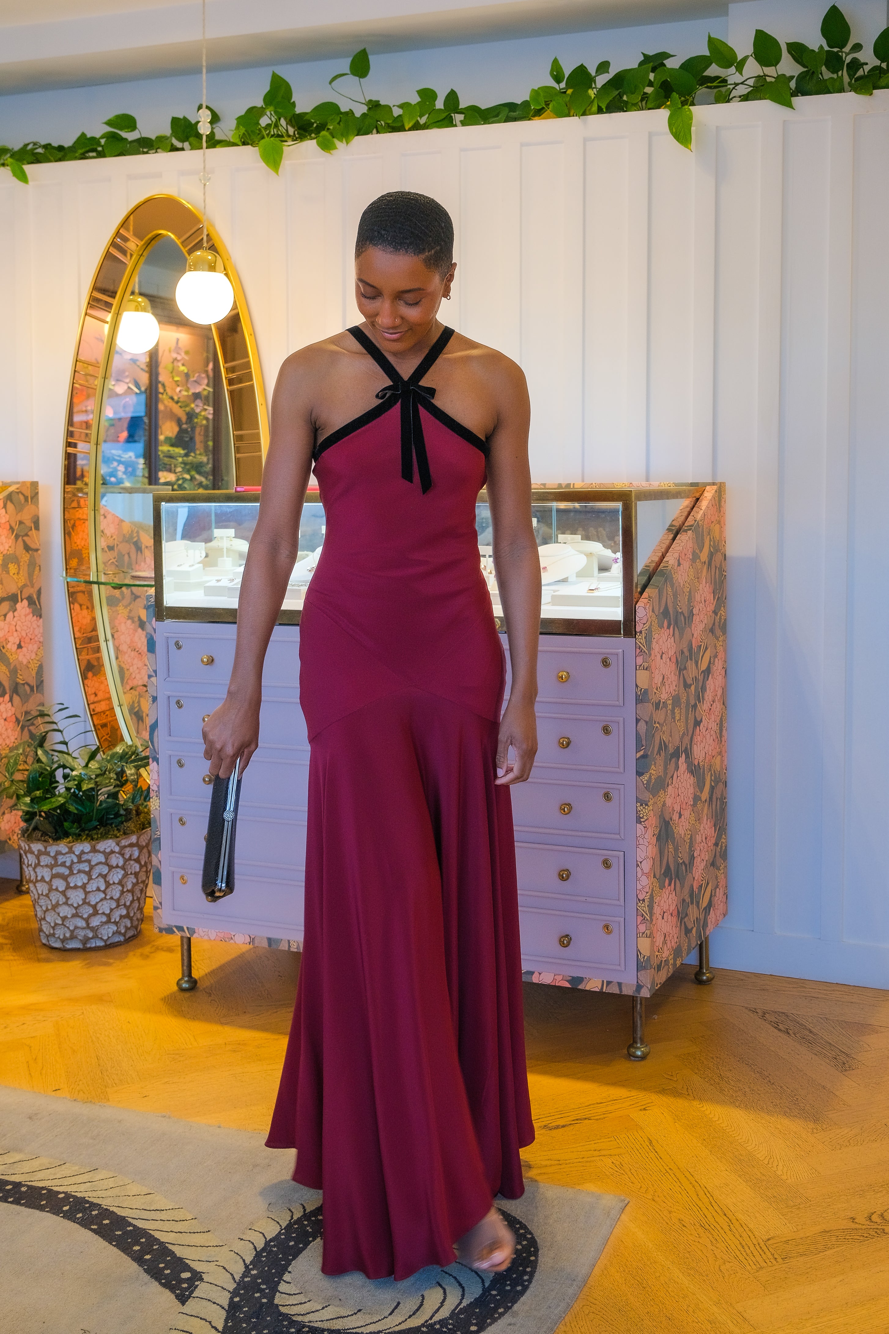 RODARTE | SILK CREPE HALTER DRESS