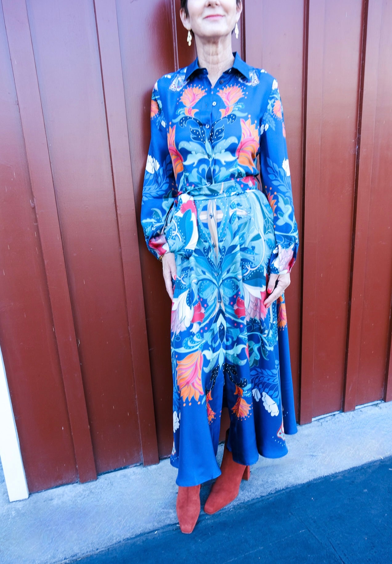 FRANCO FERRARI | LONG SLEEVE PRINTED SHIRTDRESS