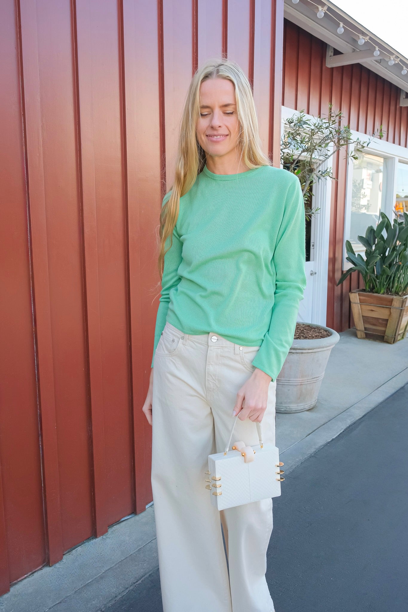 AURALEE | MINT GREEN CASHMERE SILK KNIT | CAPITOL CHARLOTTE, NC