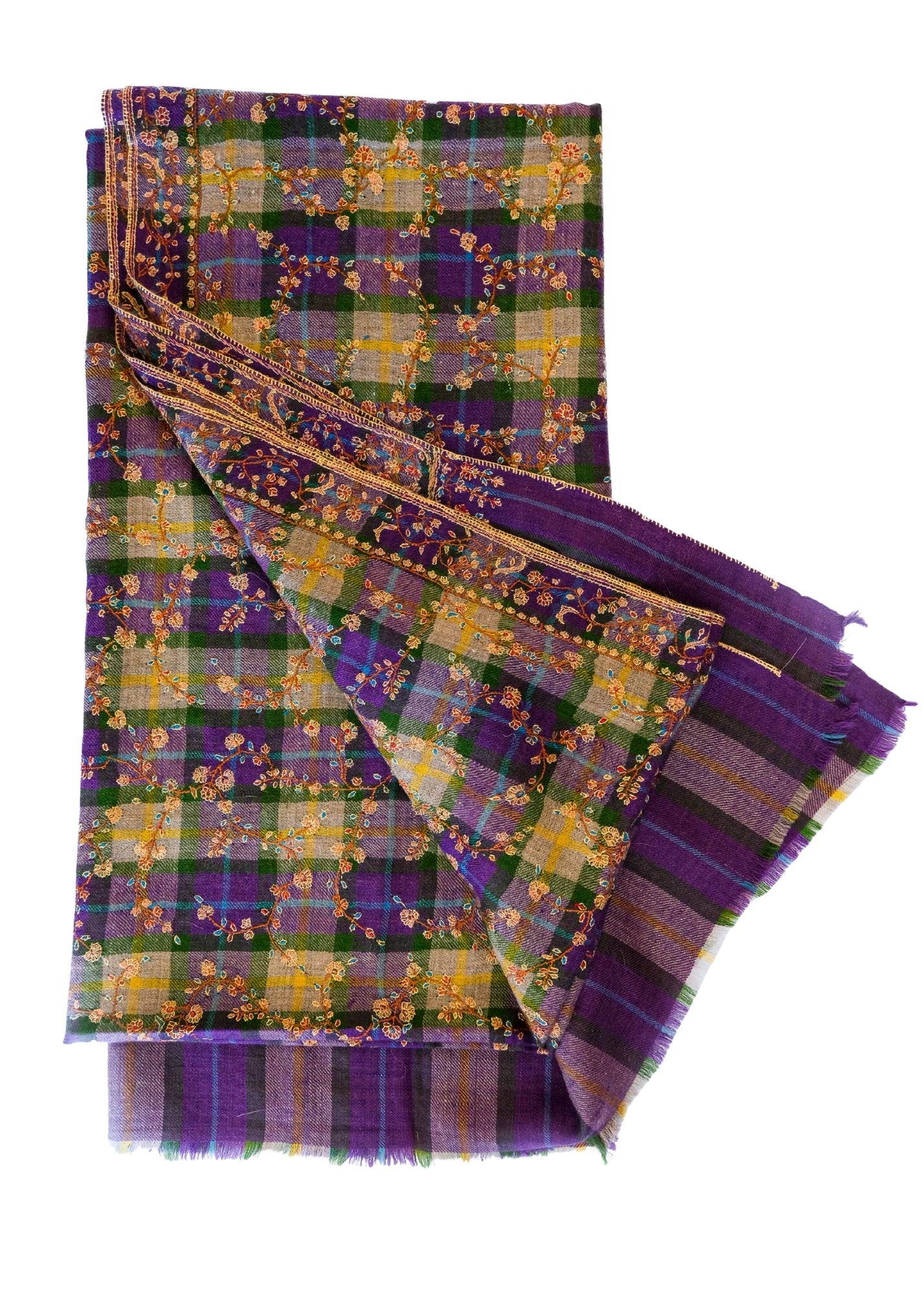 YASER | CHECK FLORAL SHAWL