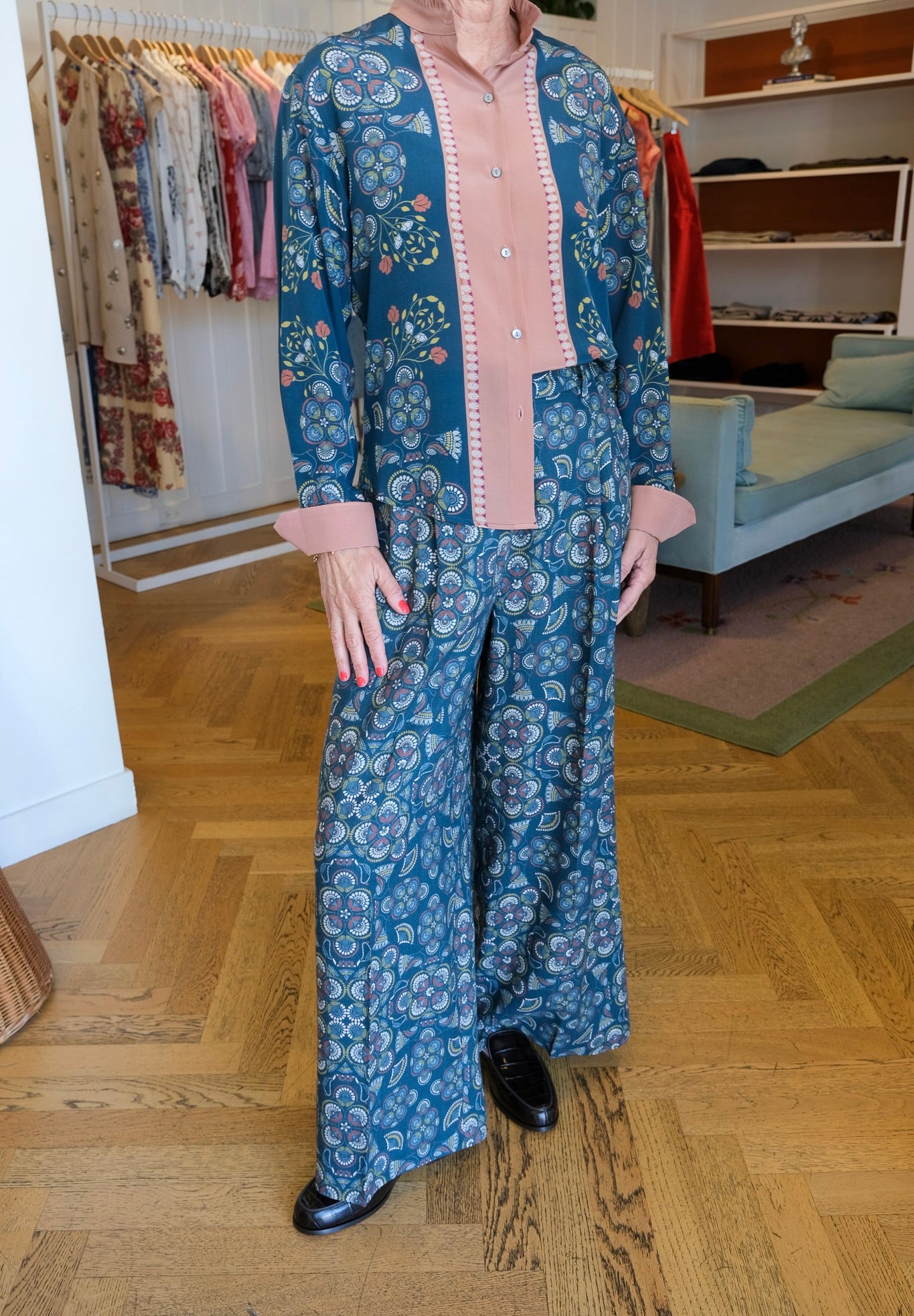 FRANCO FERRARI | LONG SLEEVE SILK PRINTED BLOUSE