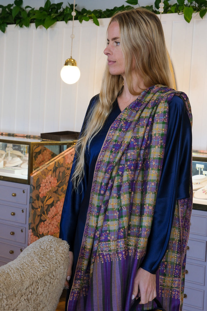 YASER | CHECK FLORAL SHAWL