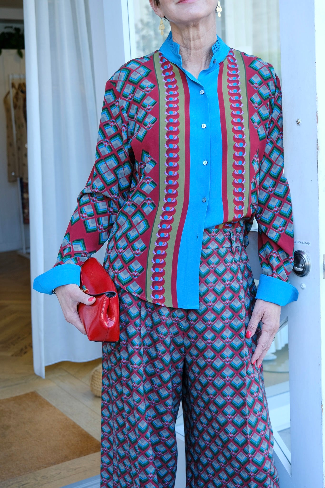 FRANCO FERRARI | LONG SLEEVE SILK PRINTED BLOUSE