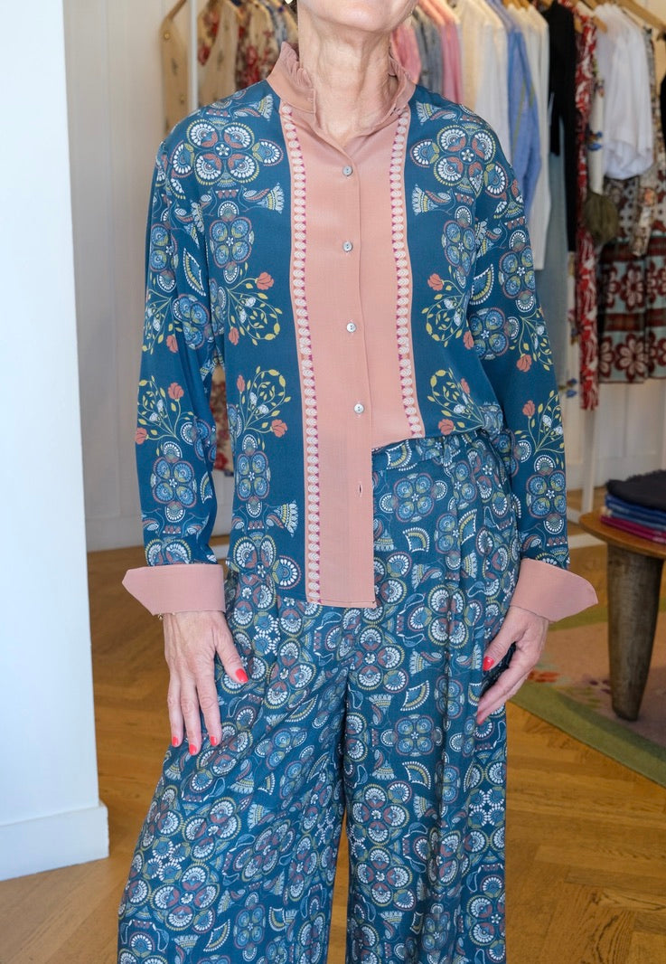 FRANCO FERRARI | LONG SLEEVE SILK PRINTED BLOUSE
