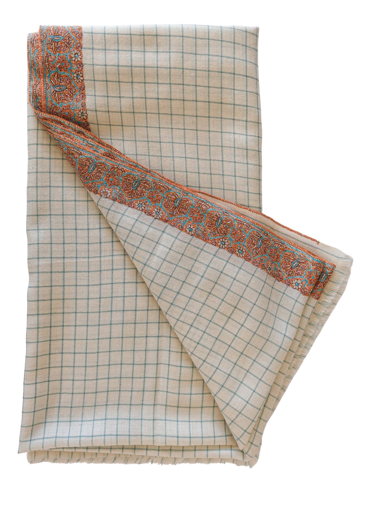 YASER SHAW | CHECK INTRICATE BORDER SHAWL | WOMEN'S LUXURY DESIGNER CLOTHING, SHOES, HANDBAGS & JEWELRY | CAPITOL CHARLOTTE, NC & BRENTWOOD, CA