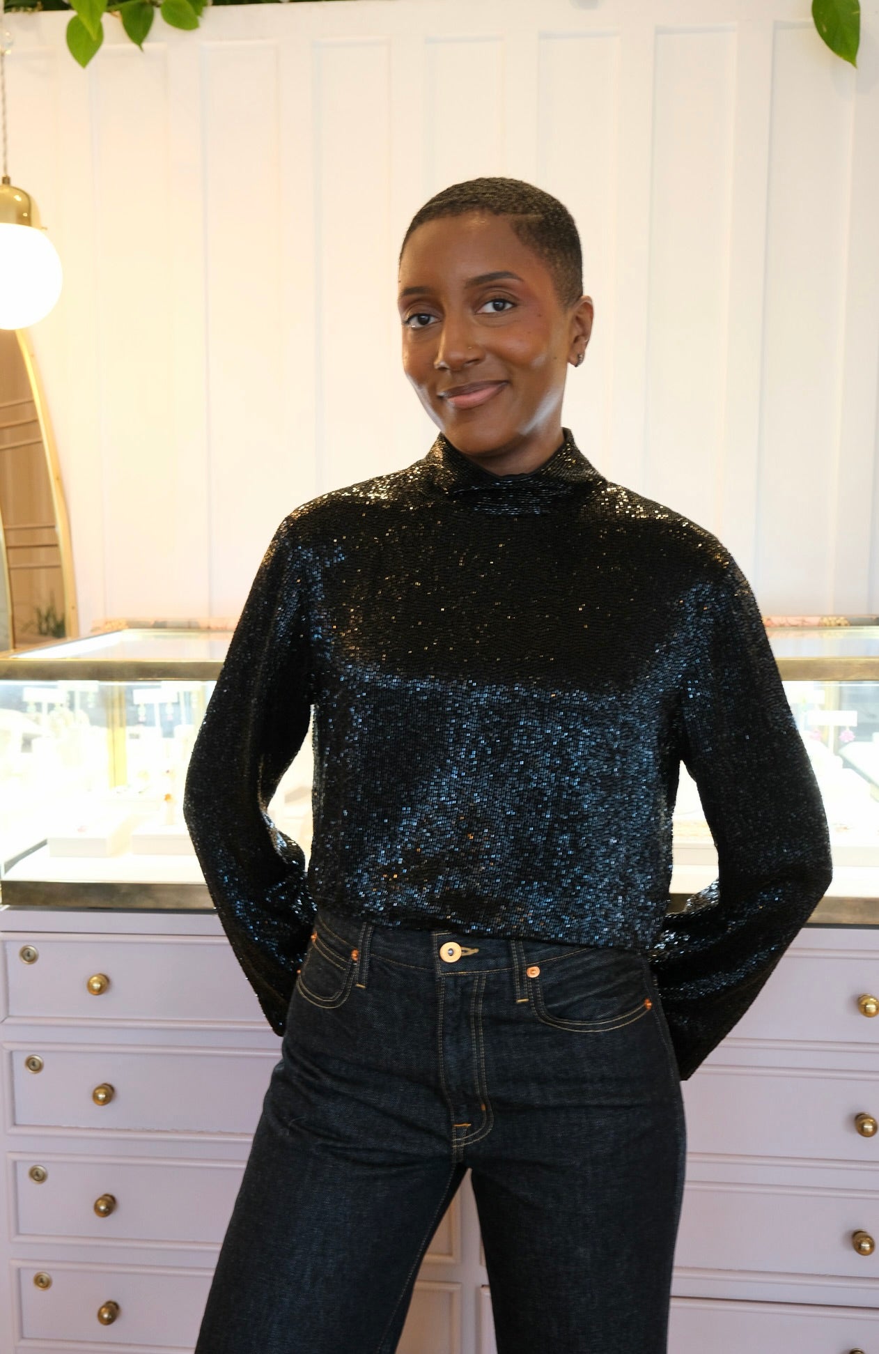 TWP | HIGH NECK BEADED TOPPER