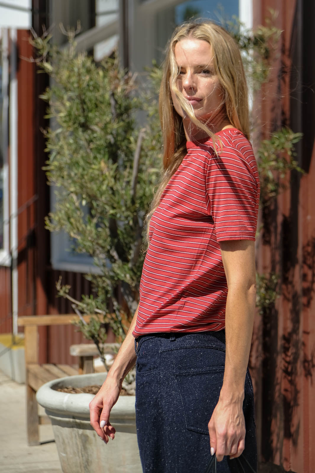 AURALEE | SOFT WOOL STRIPE TSHIRT | WOMEN'S LUXURY DESIGNER CLOTHING, SHOES, HANDBAGS & JEWELRY | CAPITOL CHARLOTTE, NC & BRENTWOOD, CA