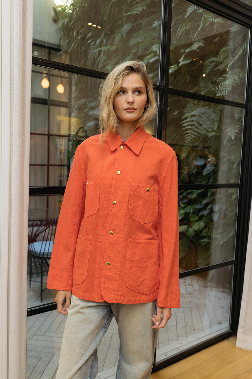 AURALEE | WOOL COTTON LINEN OX WORK JACKET | WOMEN'S LUXURY DESIGNER CLOTHING, JEWELRY & ACCESSORIES | CAPITOL CHARLOTTE, NC & BRENTWOOD, CA