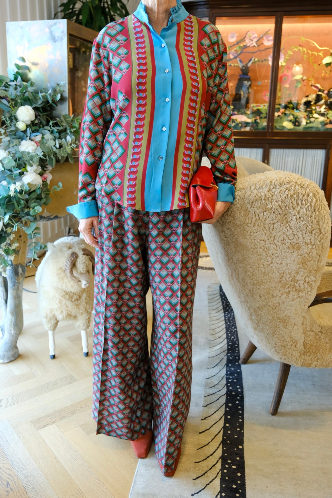 FRANCO FERRARI | LONG SLEEVE SILK PRINTED BLOUSE