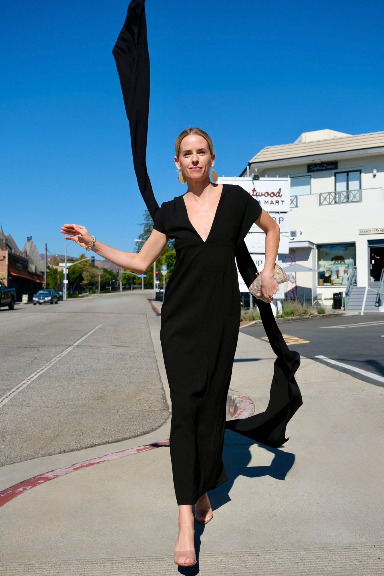 BERNADETTE | BLACK CAPE CLARA DRESS | WOMEN'S LUXURY DESIGNER CLOTHING, SHOES, HANDBAGS & JEWELRY | CAPITOL CHARLOTTE, NC & BRENTWOOD, CA