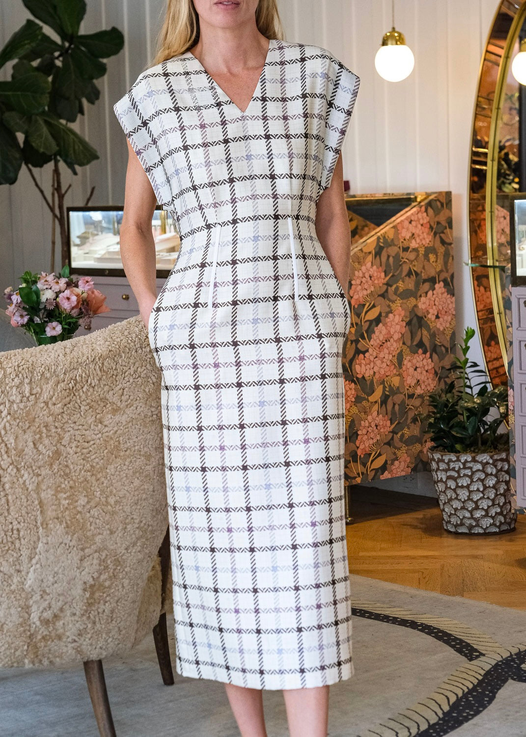 BRANDON MAXWELL | KEATON MIDI DRESS | WOMEN'S LUXURY DESIGNER CLOTHING, SHOES, HANDBAGS & JEWELRY | CAPITOL CHARLOTTE, NC & BRENTWOOD, CA