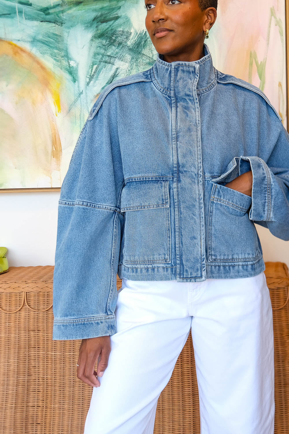 CHRISTIAN WIJNANTS | CROPPED DENIM JACKET | WOMEN'S LUXURY DESIGNER CLOTHING, SHOES, HANDBAGS & JEWELRY | CAPITOL CHARLOTTE, NC & BRENTWOOD, CA