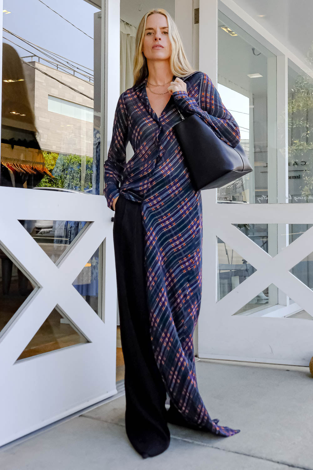 DRIES VAN NOTEN | PLAID DALIMA DUSTER | WOMEN'S LUXURY DESIGNER CLOTHING, SHOES, HANDBAGS & JEWELRY | CAPITOL CHARLOTTE, NC & BRENTWOOD, CA