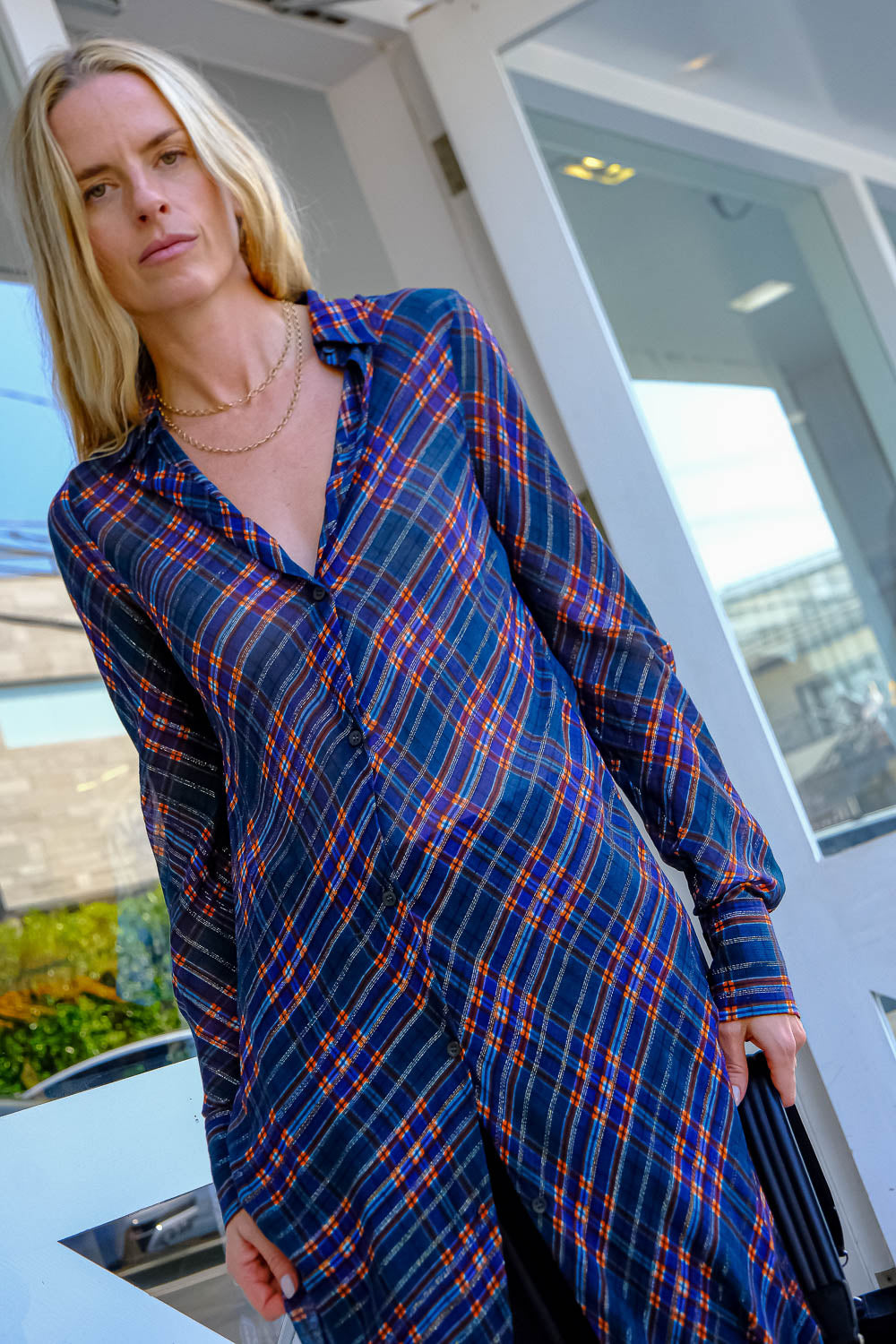DRIES VAN NOTEN | PLAID DALIMA DUSTER | WOMEN'S LUXURY DESIGNER CLOTHING, SHOES, HANDBAGS & JEWELRY | CAPITOL CHARLOTTE, NC & BRENTWOOD, CA