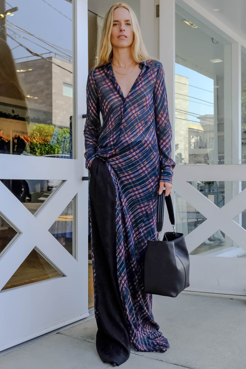 DRIES VAN NOTEN | PLAID DALIMA DUSTER | WOMEN'S LUXURY DESIGNER CLOTHING, SHOES, HANDBAGS & JEWELRY | CAPITOL CHARLOTTE, NC & BRENTWOOD, CA