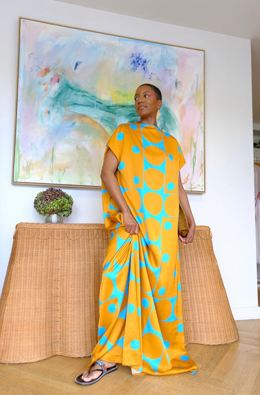 DRIES VAN NOTEN | SATIN POLKA DOT CAFTAN | WOMEN'S LUXURY DESIGNER CLOTHING, SHOES, HANDBAGS & JEWELRY | CAPITOL CHARLOTTE, NC & BRENTWOOD, CA