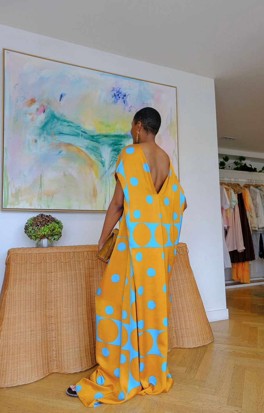 DRIES VAN NOTEN | SATIN POLKA DOT CAFTAN | WOMEN'S LUXURY DESIGNER CLOTHING, SHOES, HANDBAGS & JEWELRY | CAPITOL CHARLOTTE, NC & BRENTWOOD, CA