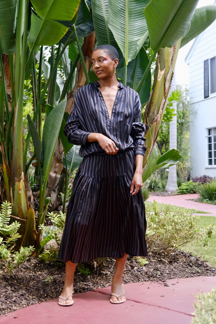 DRIES VAN NOTEN | STRIPE CURPO CINCHED WAIST DRESS | WOMEN'S LUXURY DESIGNER CLOTHING, SHOES, HANDBAGS & JEWELRY | CAPITOL CHARLOTTE, NC & BRENTWOOD, CA