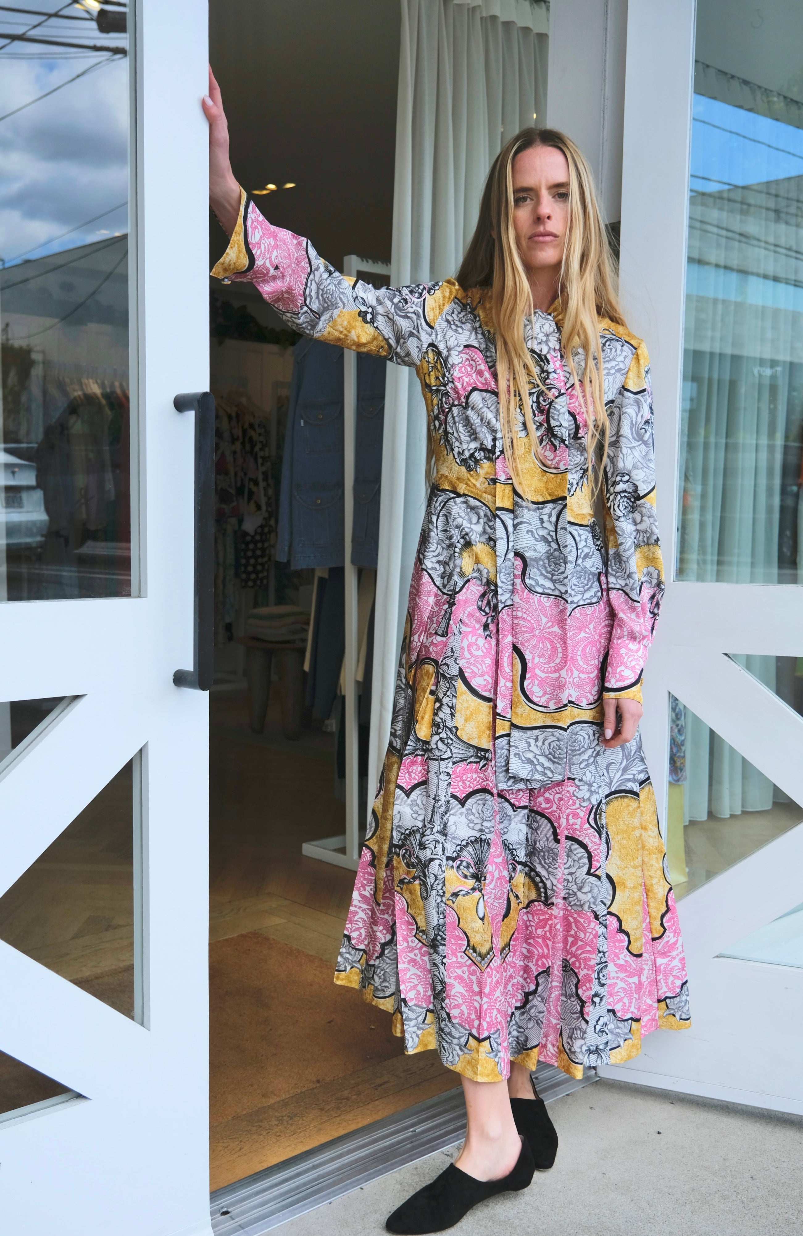 MARY KATRANTZOU | TIE NECK PRINTED MIDI DRESS