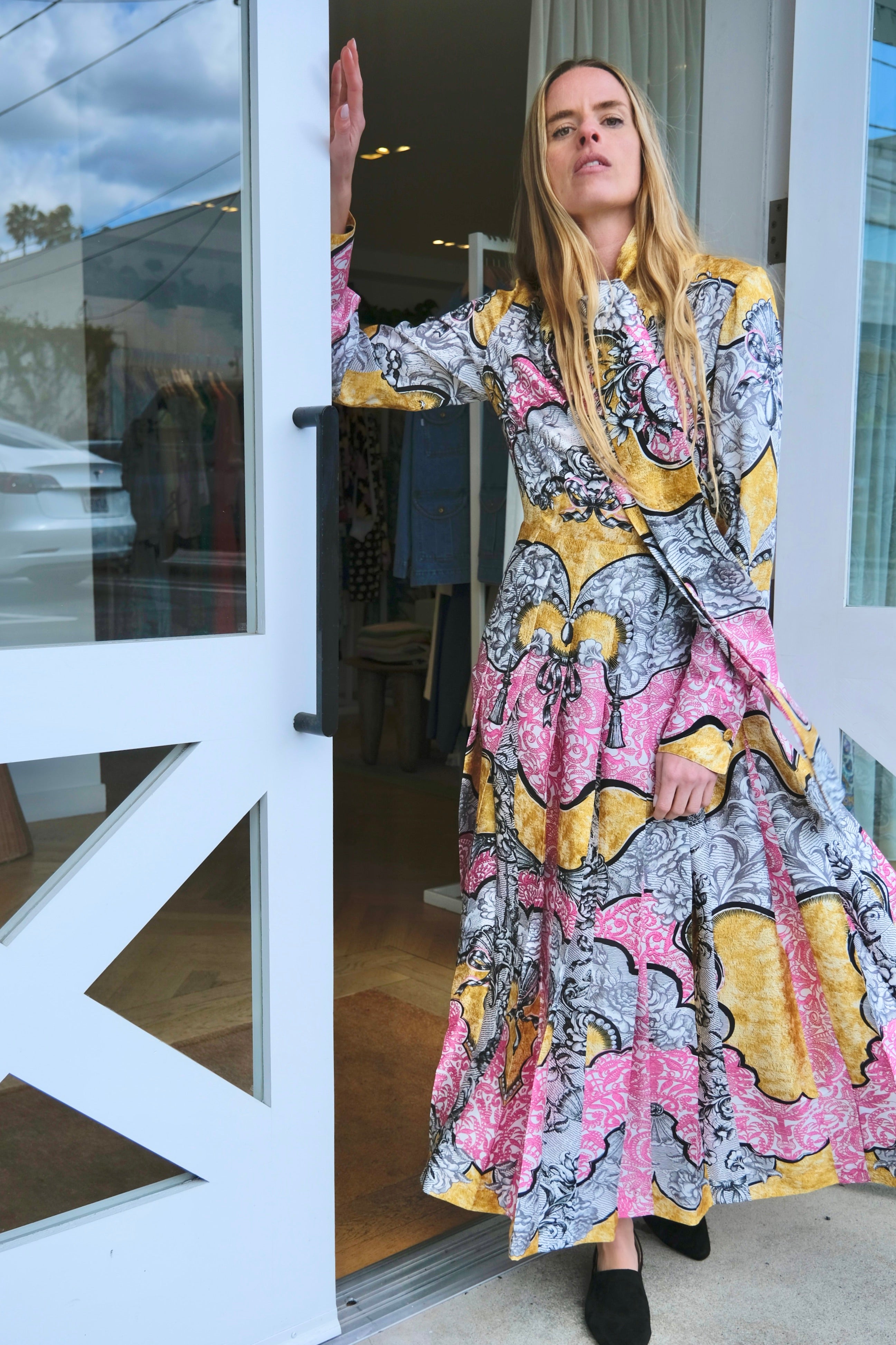 MARY KATRANTZOU | TIE NECK PRINTED MIDI DRESS