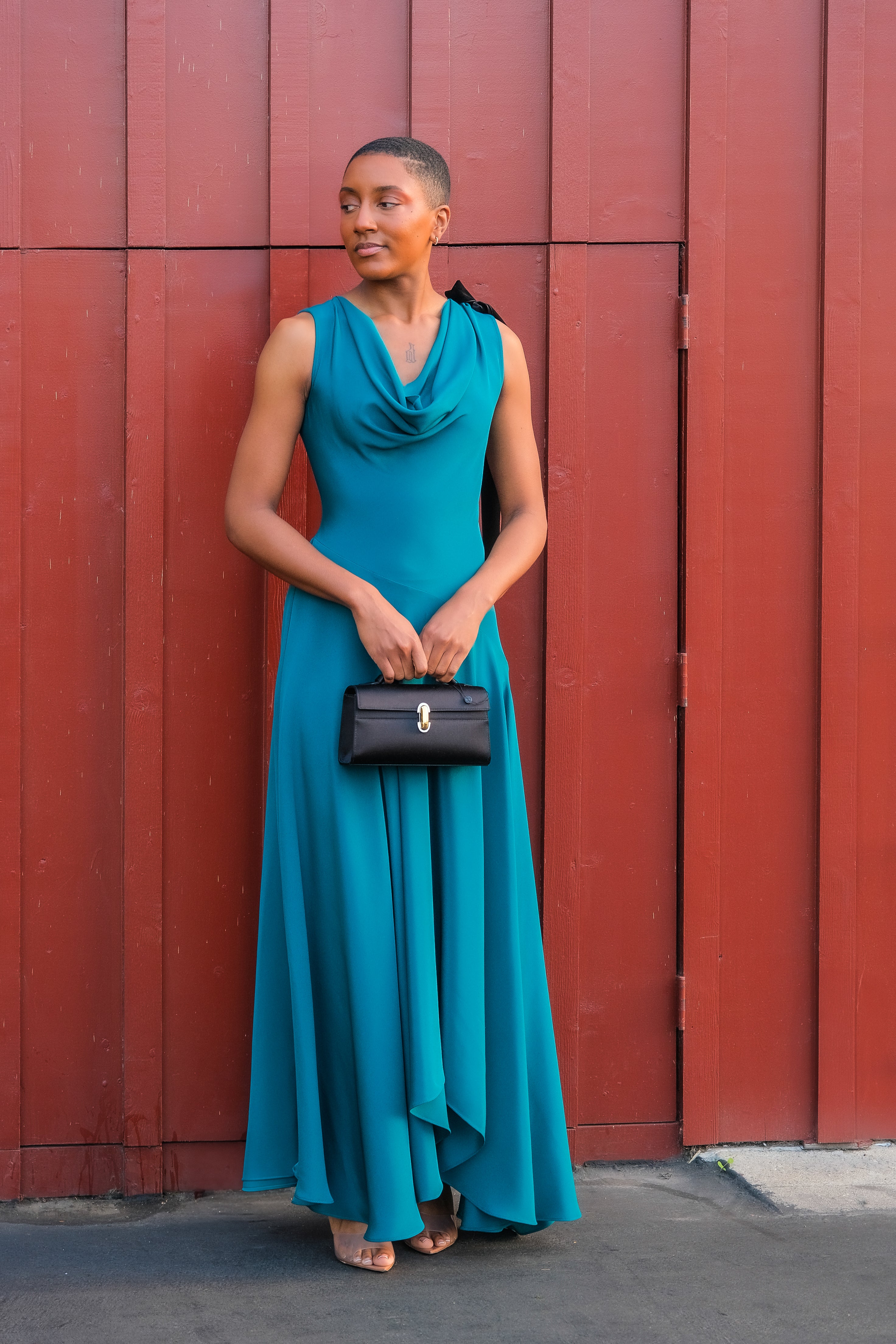 RODARTE | SILK CREPE COWL NECK DRESS