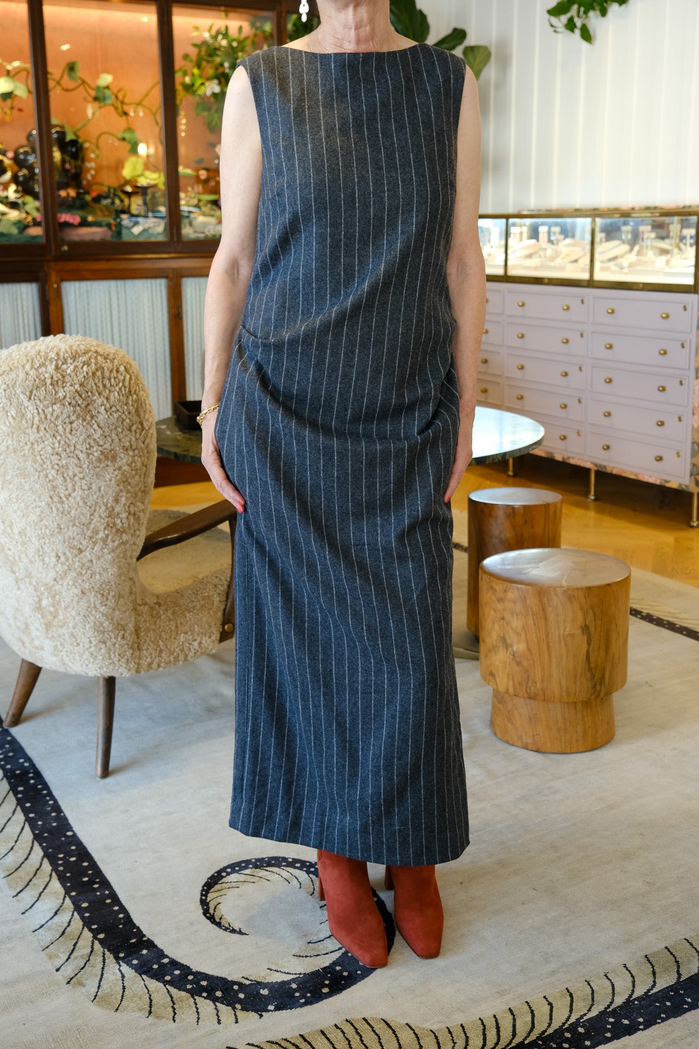 LEE MATHEWS | PINSTRIPE DREW DRESS