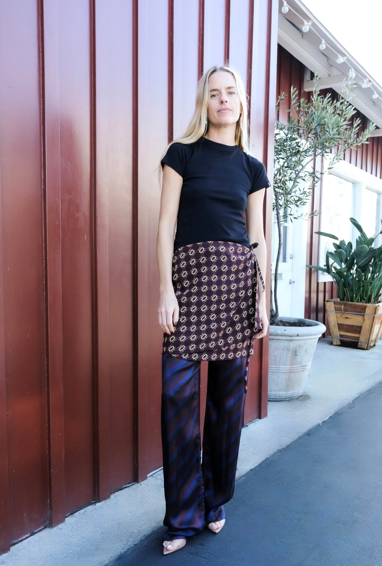 DRIES VAN NOTEN | STRIPE PRINTED PANTS WITH TIE