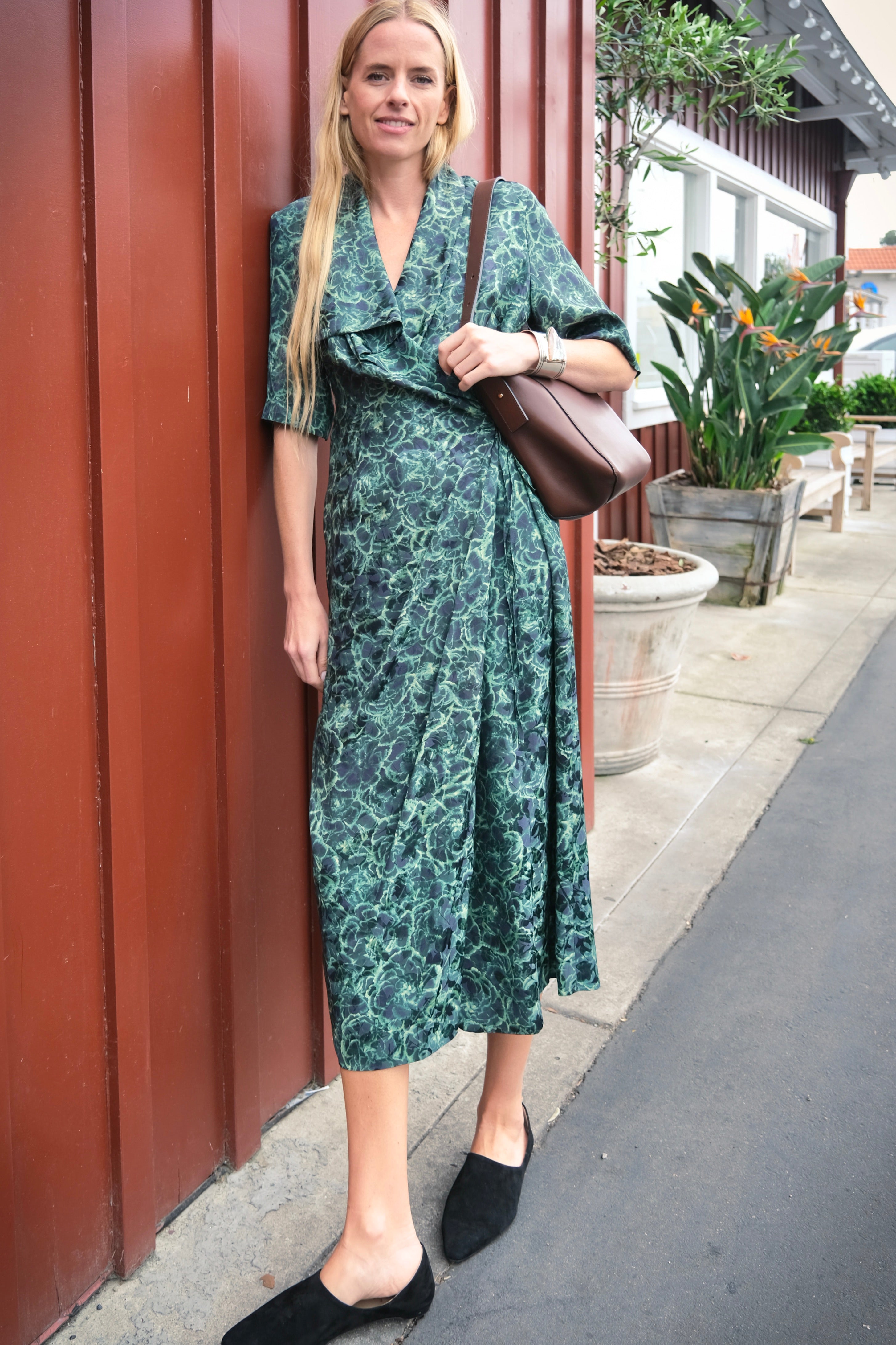 DRIES VAN NOTEN | SHORT SLEEVE V-NECK PRINTED WRAP DRESS