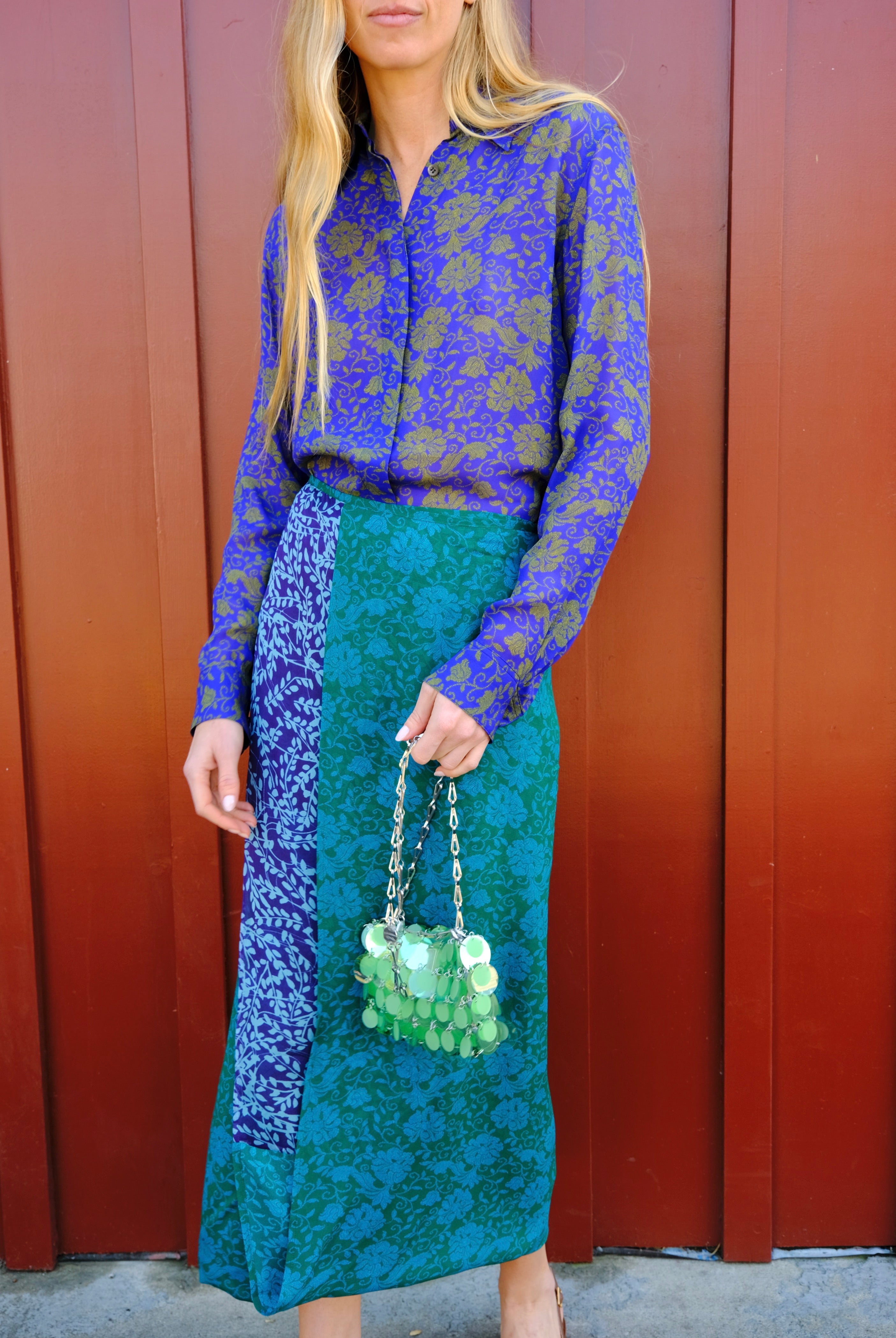DRIES VAN NOTEN | LONG SLEEVE PRINTED BUTTON DOWN BLOUSE