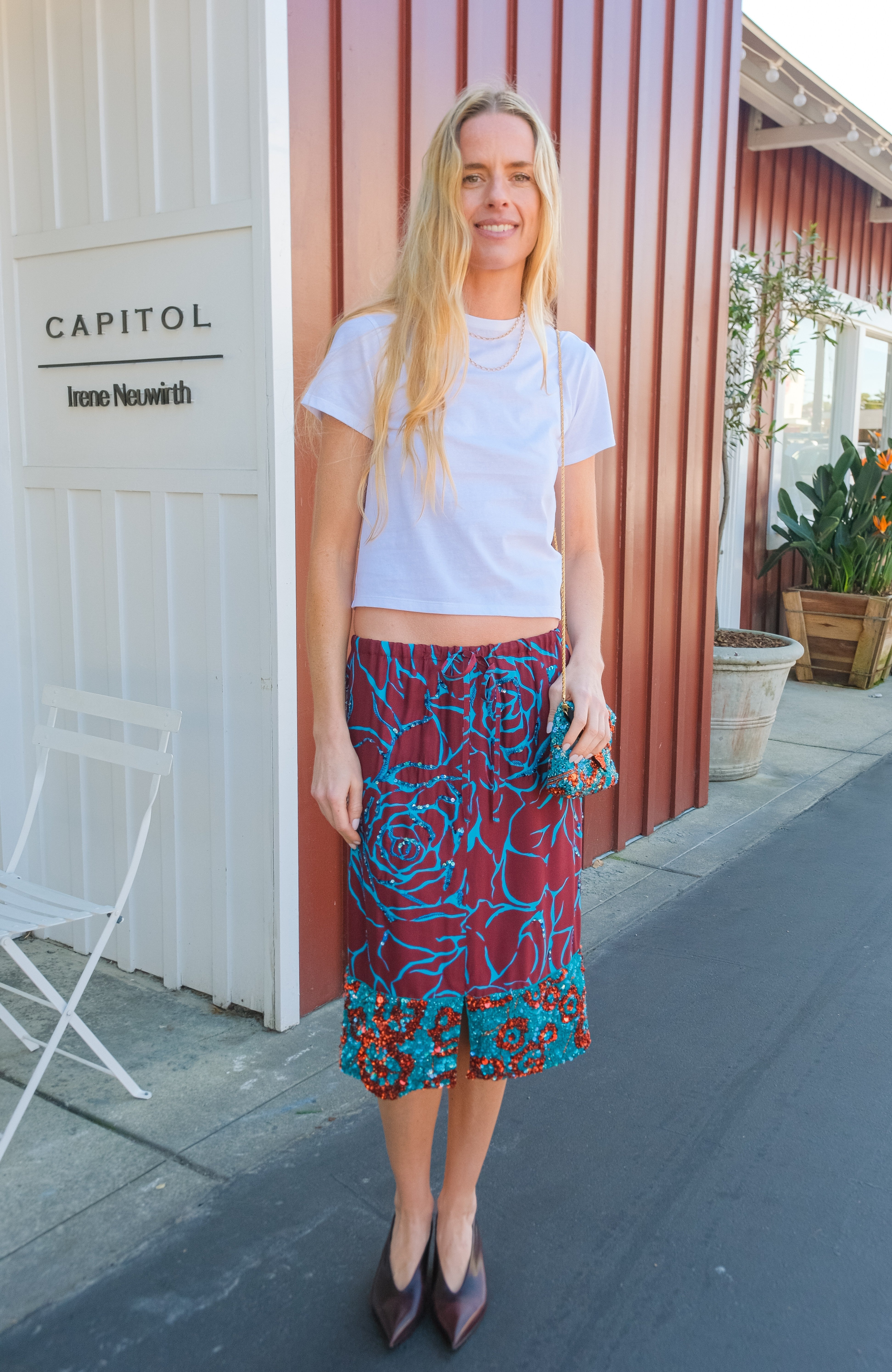 DRIES VAN NOTEN | WASHED TWILL FLORAL EMBROIDERED SKIRT