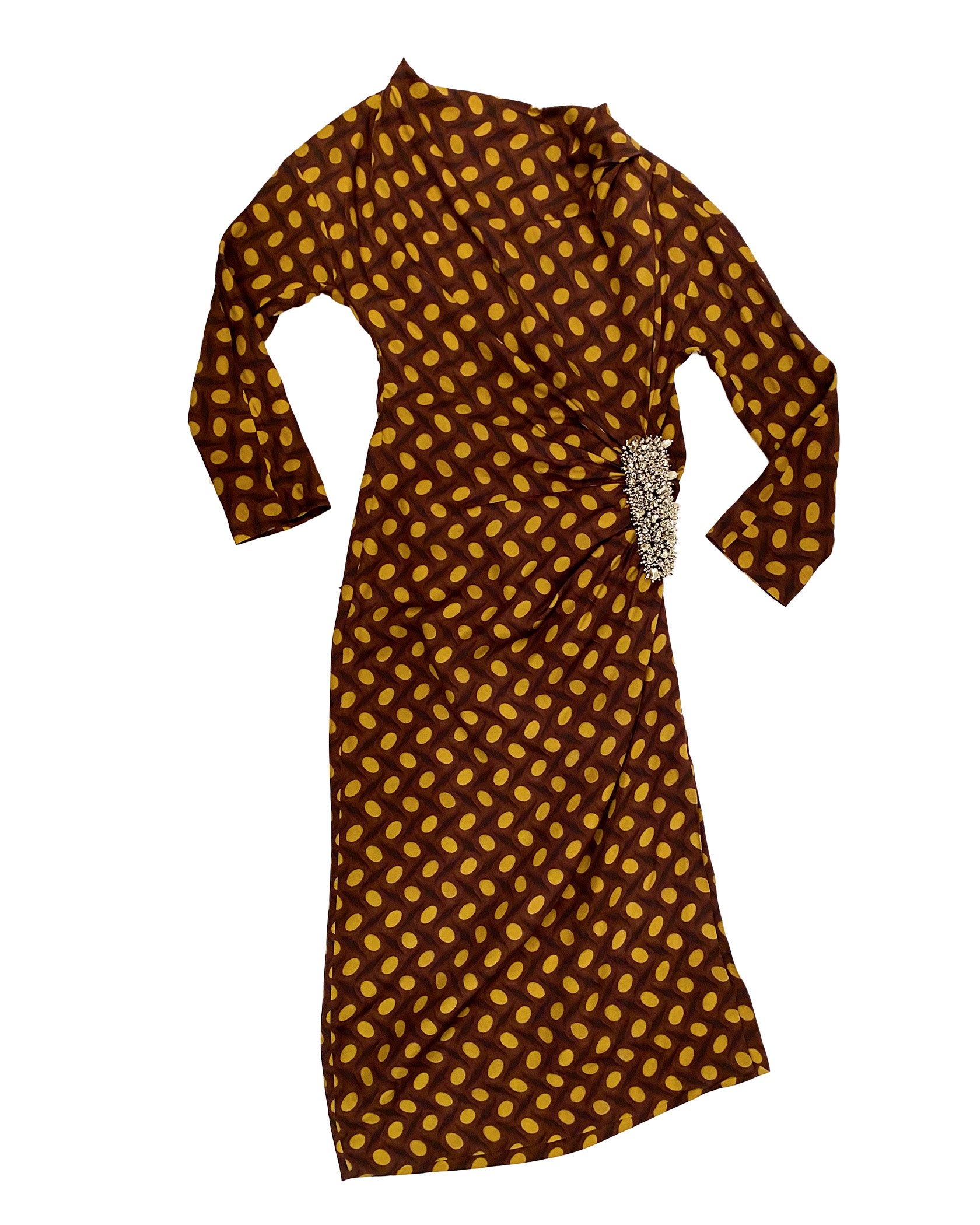DRIES VAN NOTEN | PRINTED EMBROIDERED WAIST DRESS