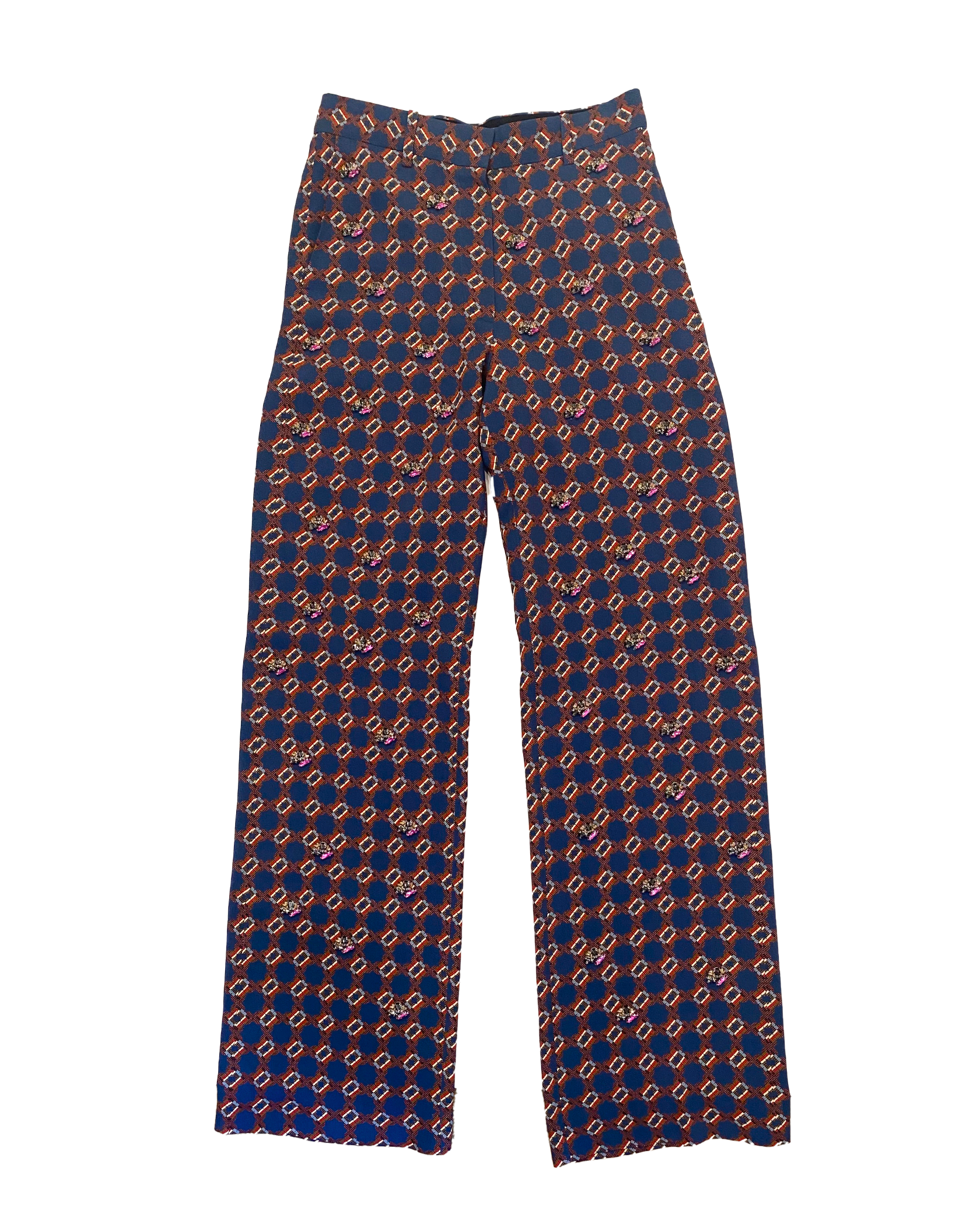DRIES VAN NOTEN | HIGH WAISTED CREPE EMBROIDERED TROUSER
