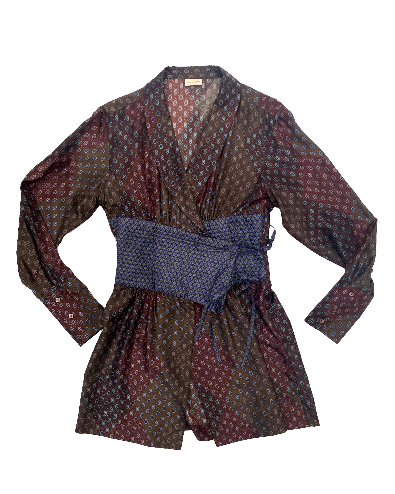DRIES VAN NOTEN | ARGYLE PRINT SHORT KIMONO TOP