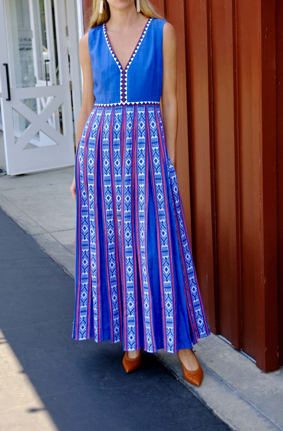 EMPORIO SIRENUSE | CINZIA BLUE HORIZON MIDI DRESS | WOMEN'S LUXURY DESIGNER CLOTHING, JEWELRY & ACCESSORIES | CAPITOL CHARLOTTE, NC & BRENTWOOD, CA
