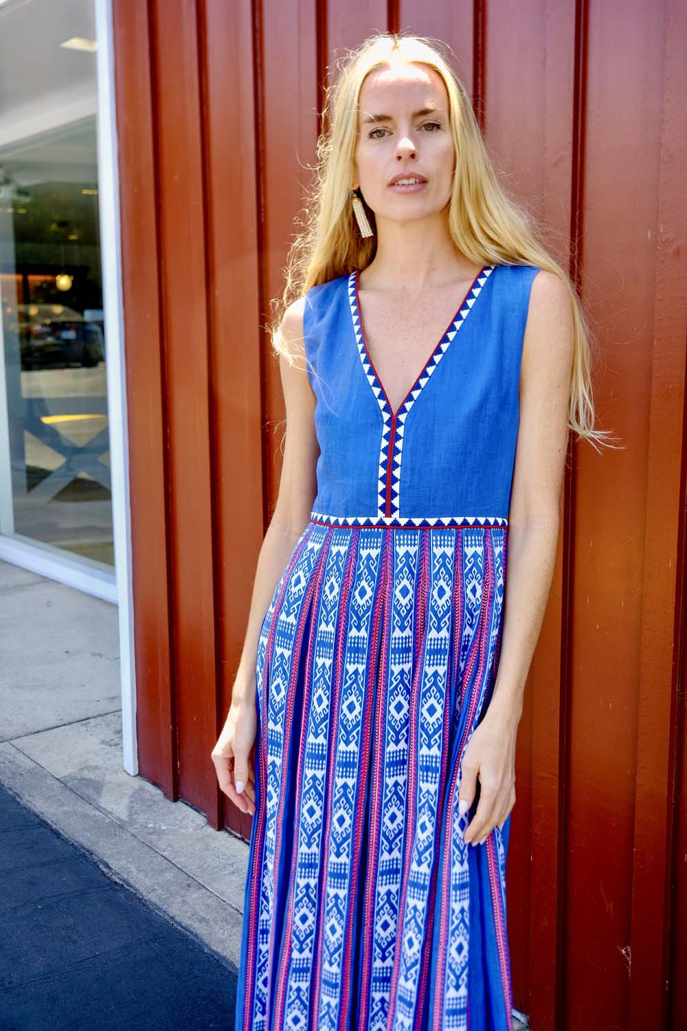 EMPORIO SIRENUSE | CINZIA BLUE HORIZON MIDI DRESS | WOMEN'S LUXURY DESIGNER CLOTHING, JEWELRY & ACCESSORIES | CAPITOL CHARLOTTE, NC & BRENTWOOD, CA
