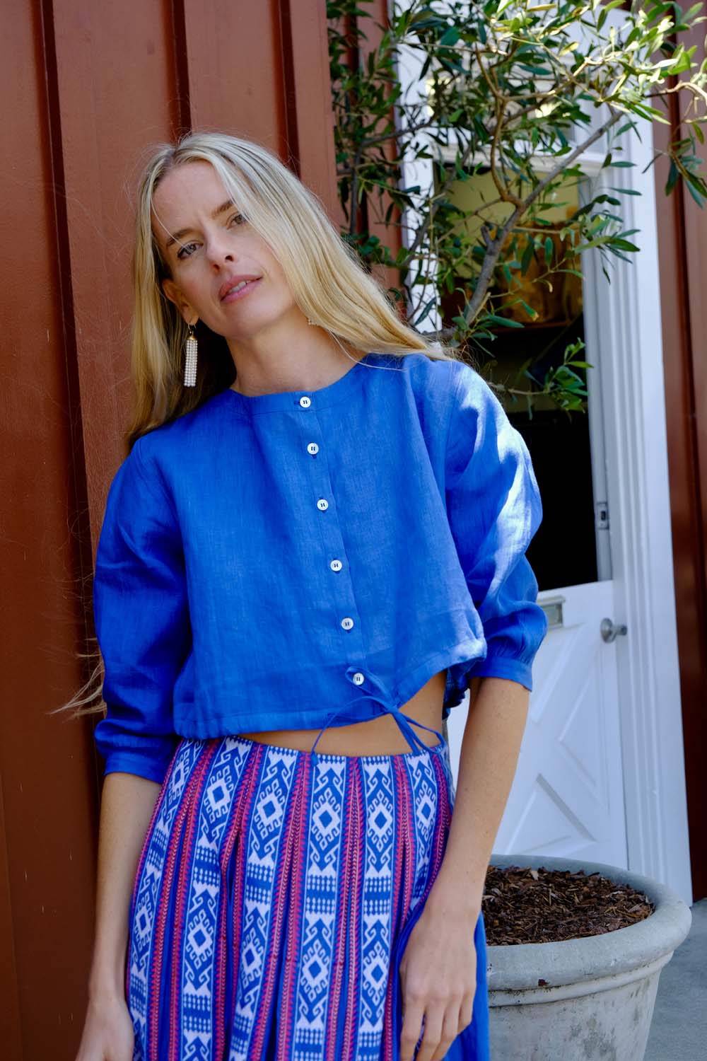 EMPORIO SIRENUSE | CROPPED JINNY BLOUSE | WOMEN'S LUXURY DESIGNER CLOTHING, JEWELRY & ACCESSORIES | CAPITOL CHARLOTTE, NC & BRENTWOOD, CA