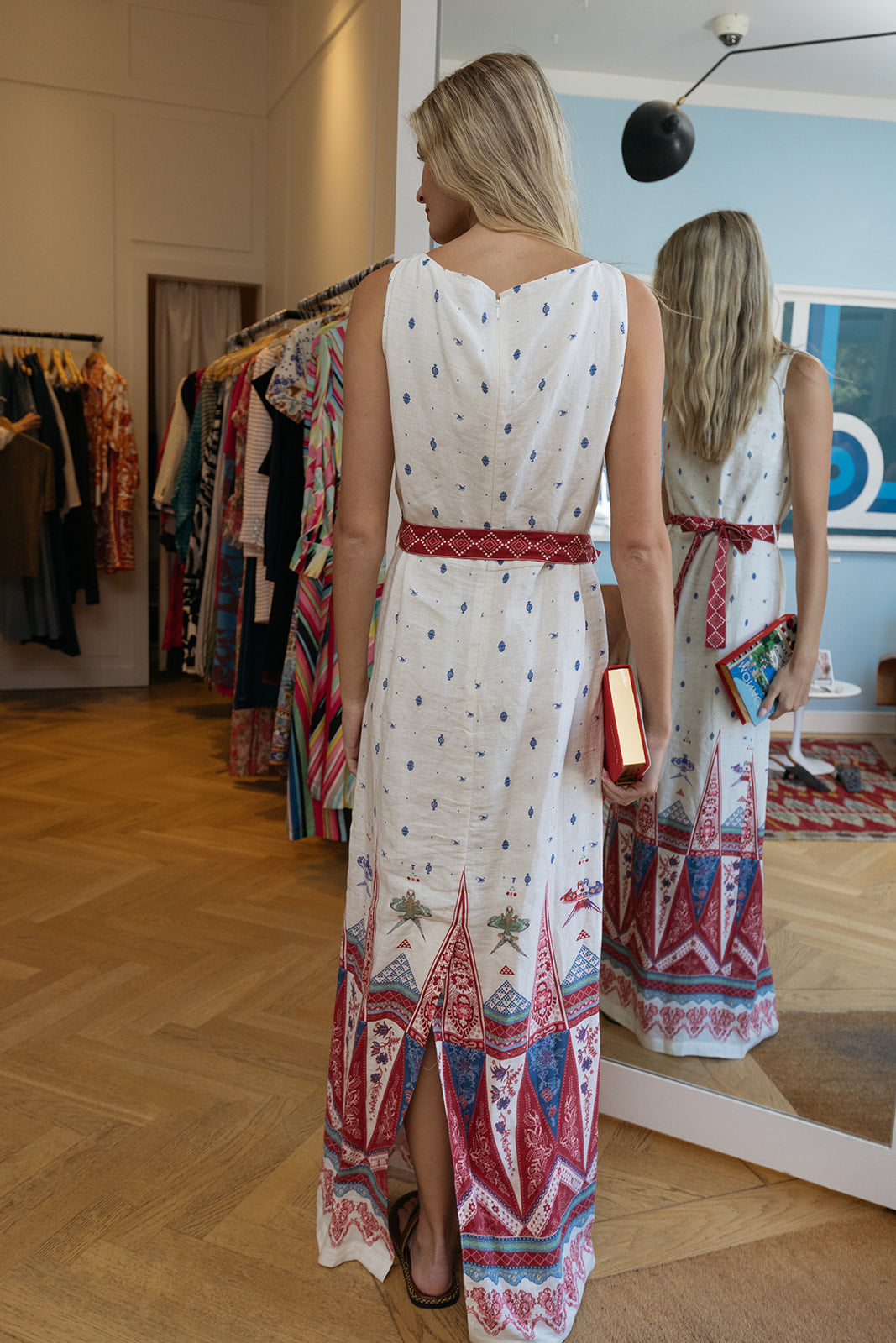 EMPORIO SIRENUSE | PRINTED KIMI KITES MIDI DRESS | WOMEN'S LUXURY DESIGNER CLOTHING, JEWELRY & ACCESSORIES | CAPITOL CHARLOTTE, NC & BRENTWOOD, CA