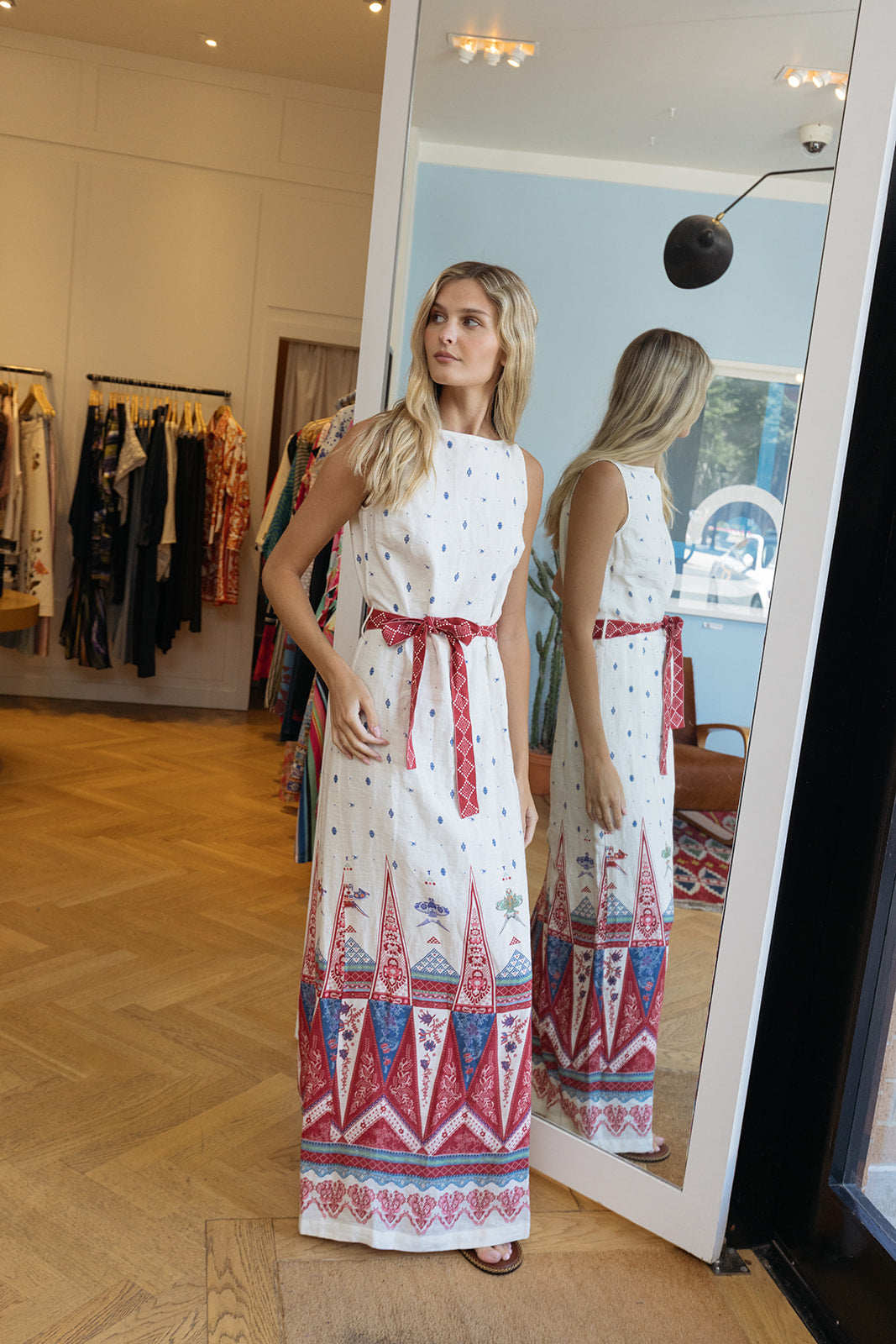 EMPORIO SIRENUSE | PRINTED KIMI KITES MIDI DRESS | WOMEN'S LUXURY DESIGNER CLOTHING, JEWELRY & ACCESSORIES | CAPITOL CHARLOTTE, NC & BRENTWOOD, CA