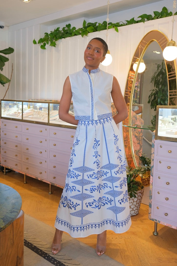 EMPORIO SIRENUSE | CAMILLE IRIS EMBROIDERED SKIRT