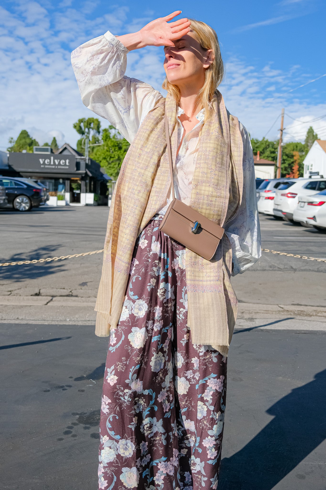 YASER SHAW | CHECK CRAWLING VINE SHAWL | WOMEN'S LUXURY DESIGNER CLOTHING, SHOES, HANDBAGS & JEWELRY | CAPITOL CHARLOTTE, NC & BRENTWOOD, CA