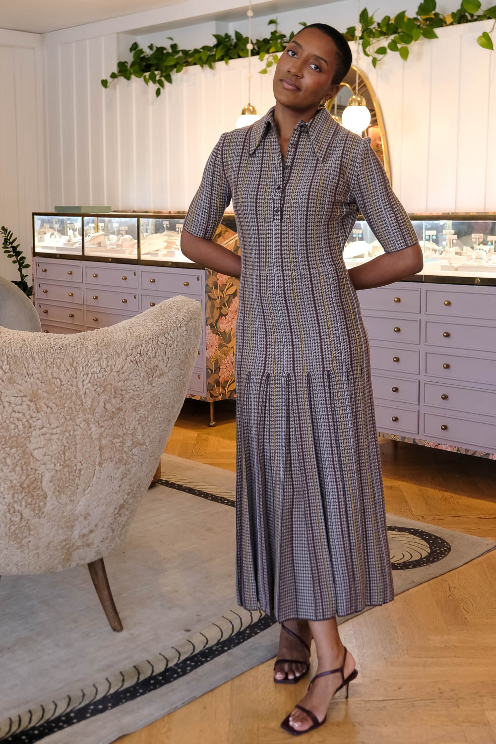 GABRIELA HEARST | SHROPHSHIRE DRESS W KNIT COLLAR | WOMEN'S LUXURY DESIGNER CLOTHING, SHOES, HANDBAGS & JEWELRY | CAPITOL CHARLOTTE, NC & BRENTWOOD, CA