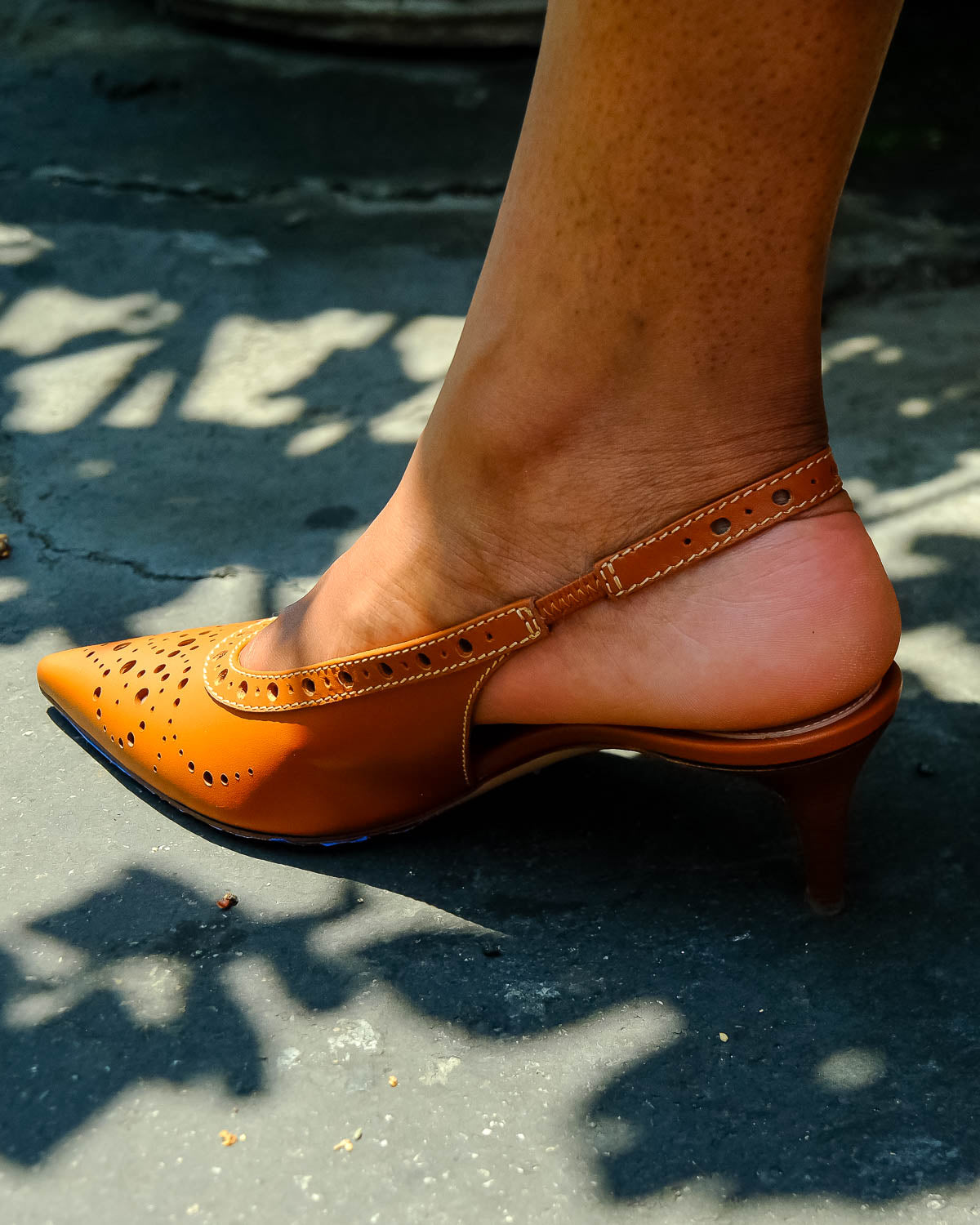 GIANVITO ROSSI | LEATHER LASER CUT SLINGBACK KITTEN HEEL | WOMEN'S LUXURY DESIGNER CLOTHING, SHOES, HANDBAGS & JEWELRY | CAPITOL CHARLOTTE, NC & BRENTWOOD, CA