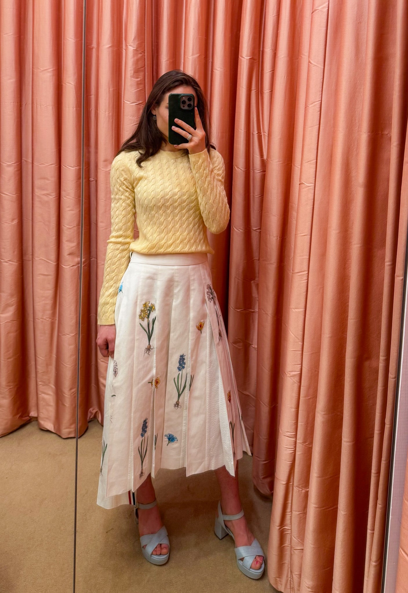 THOM BROWNE | KNEE LENGTH FLORAL SKIRT