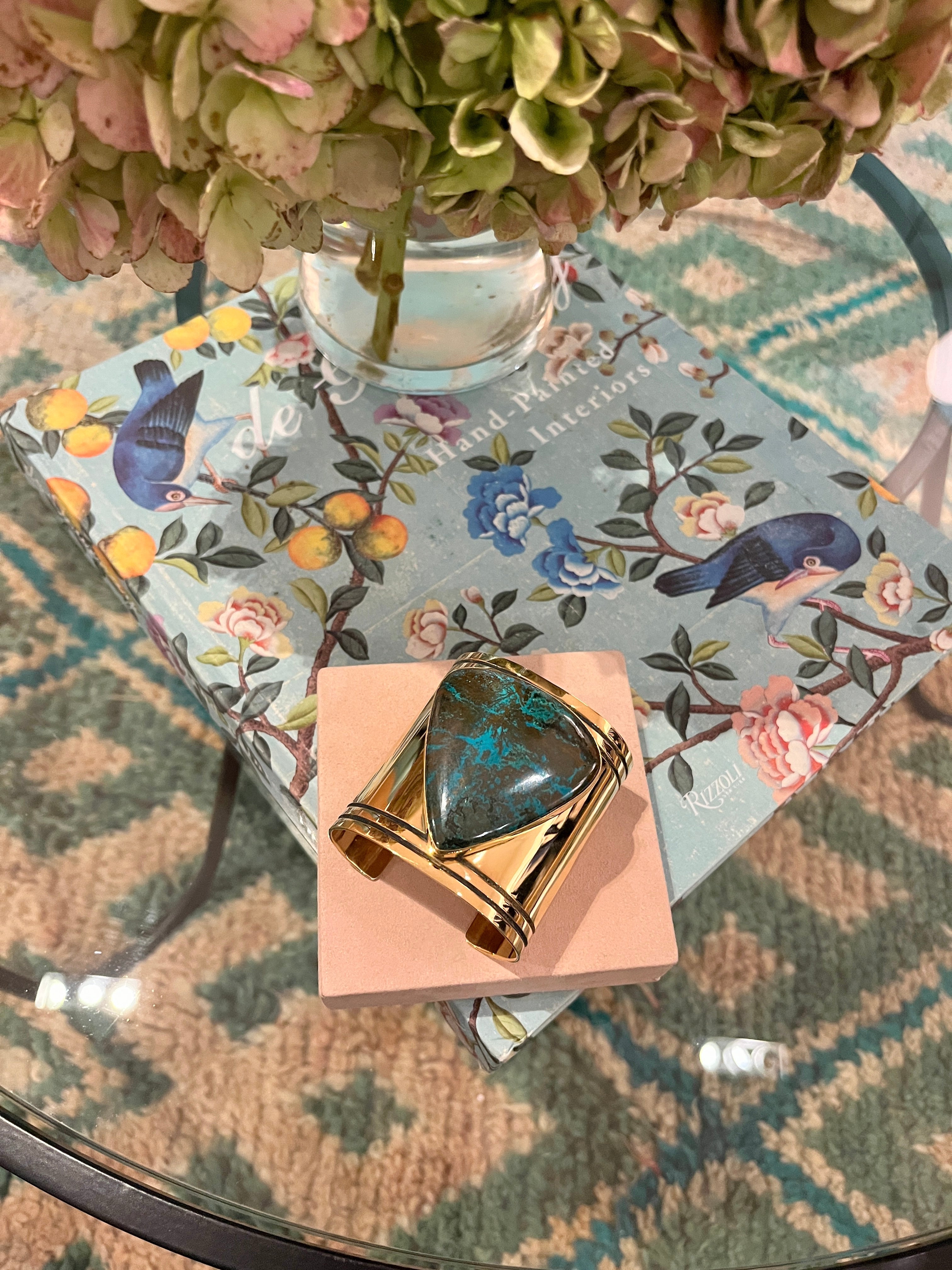 JODY CANDRIAN | CHANNEL ETCHED BRASS CUFF WITH SHATTUCKITE