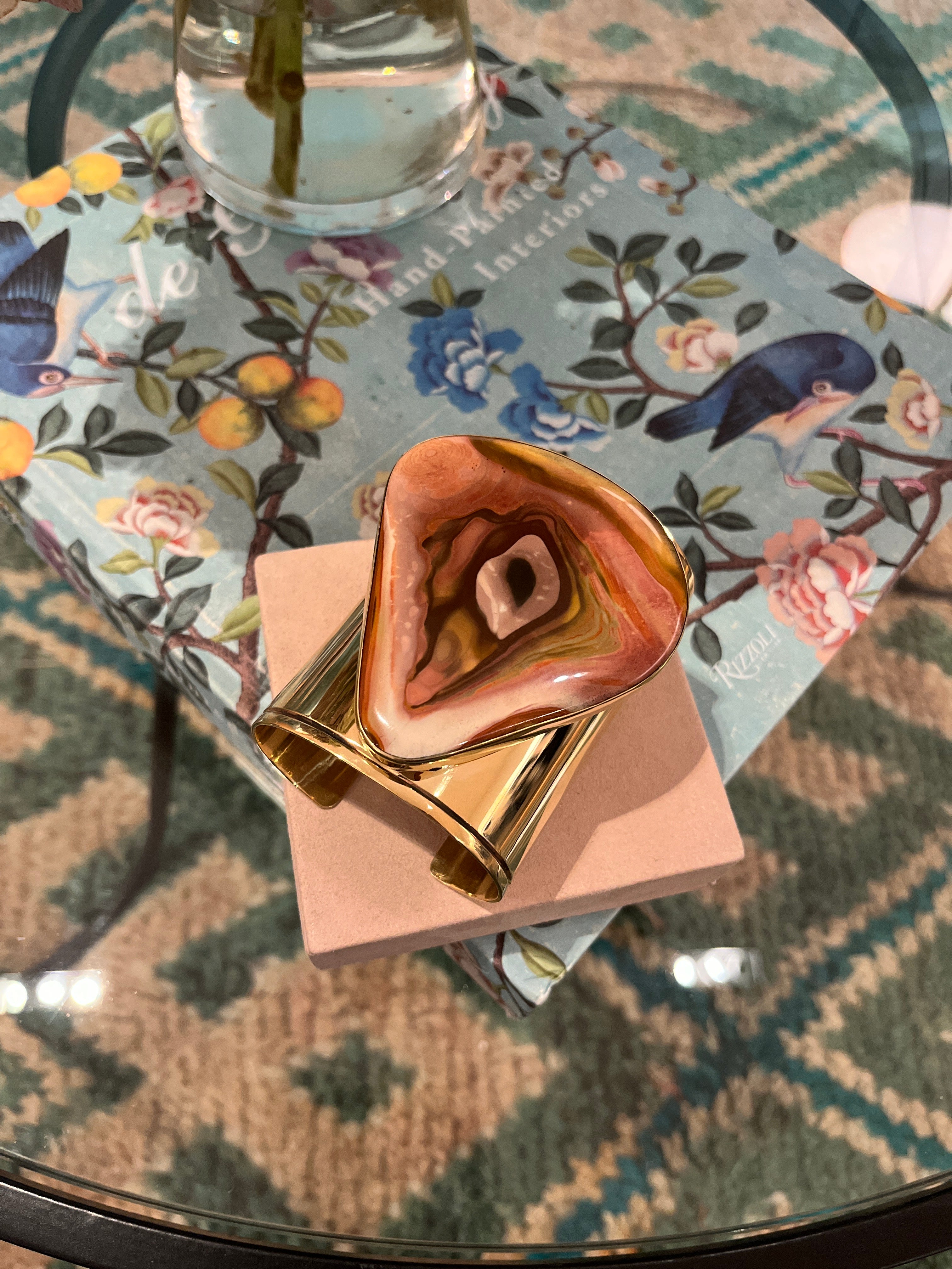 JODY CANDRIAN | CHANNEL ETCHED BRASS CUFF WITH CRAYOLA JASPER