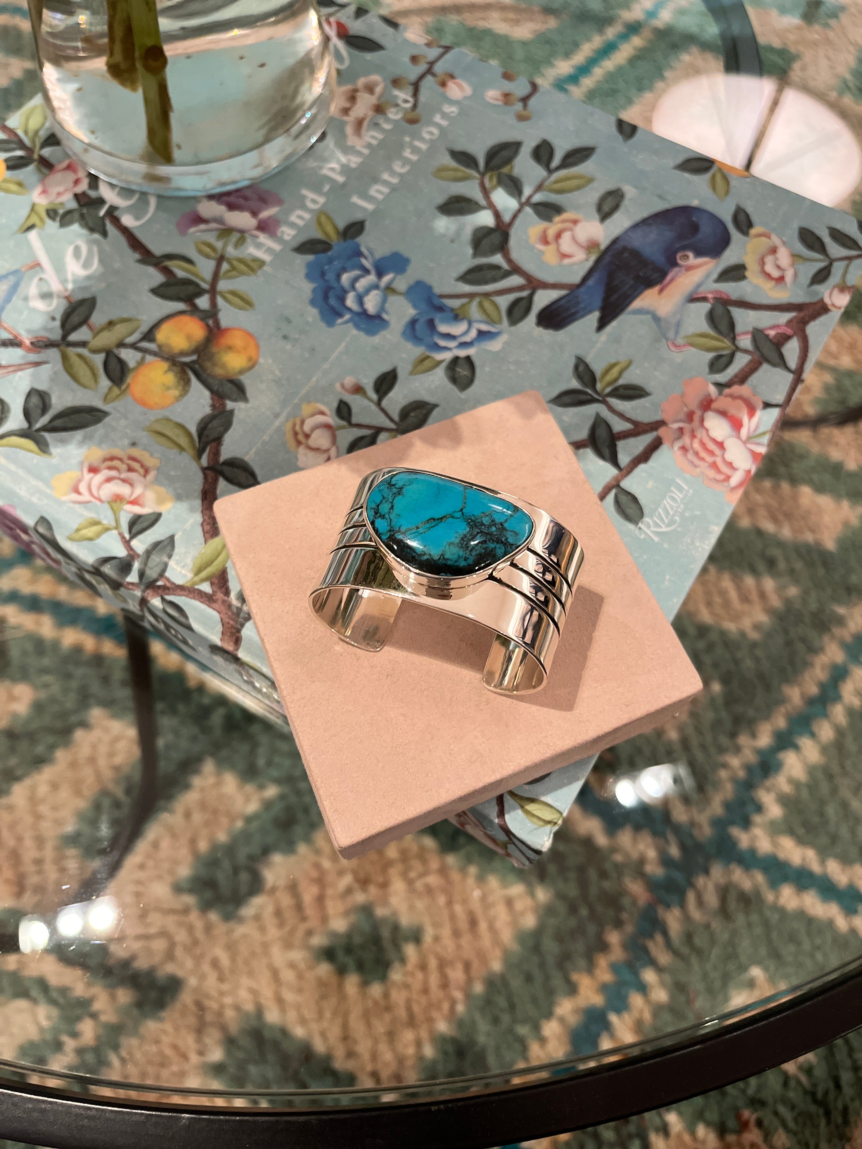 JODY CANDRIAN | CHANNEL ETCHED STERLING CUFF WITH TURQUOISE