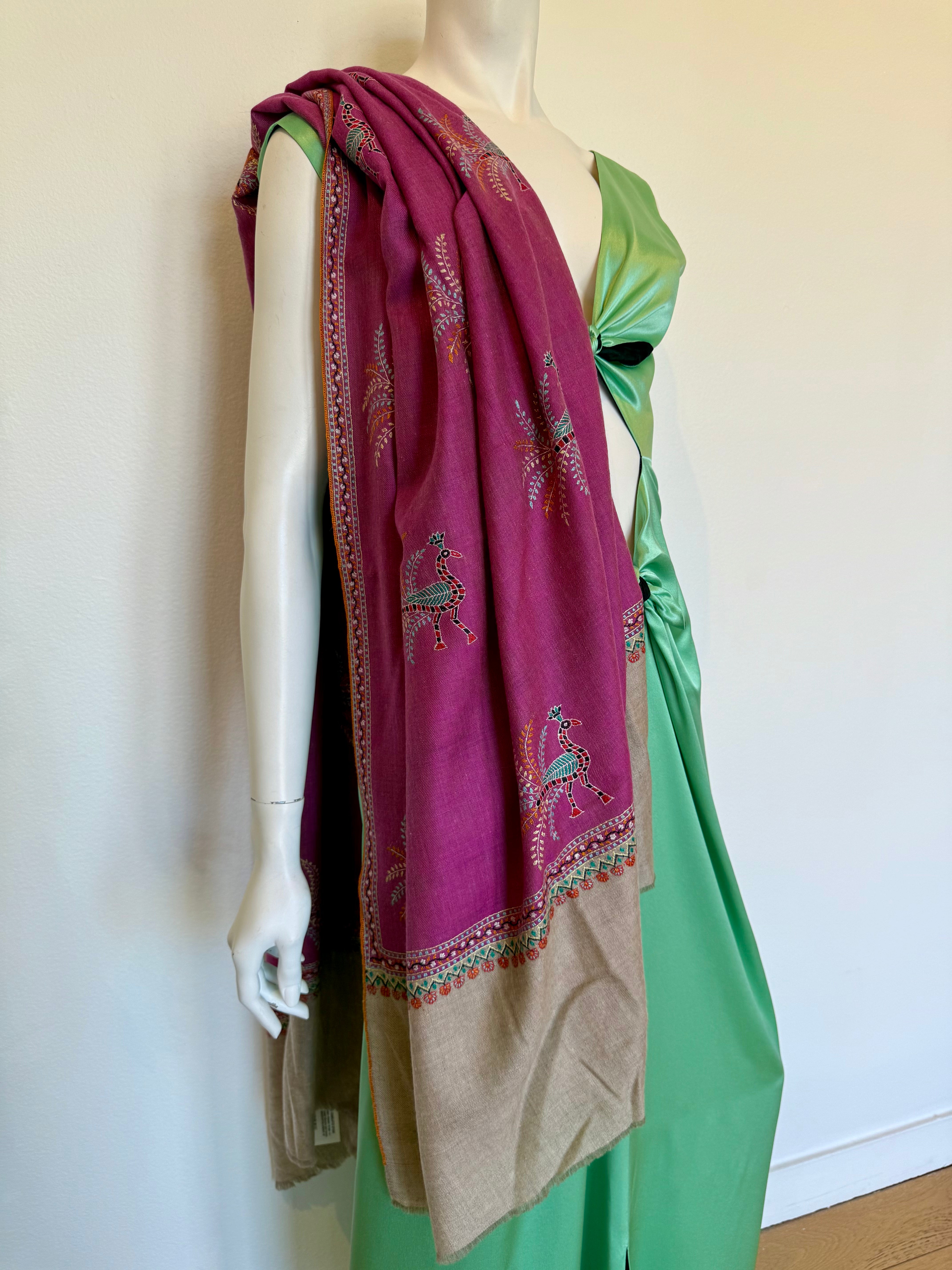 YASER | PEACOCK EMBROIDERED SHAWL | WOMEN'S LUXURY DESIGNER CLOTHING, SHOES, HANDBAGS & JEWELRY | CAPITOL CHARLOTTE, NC & BRENTWOOD, CA