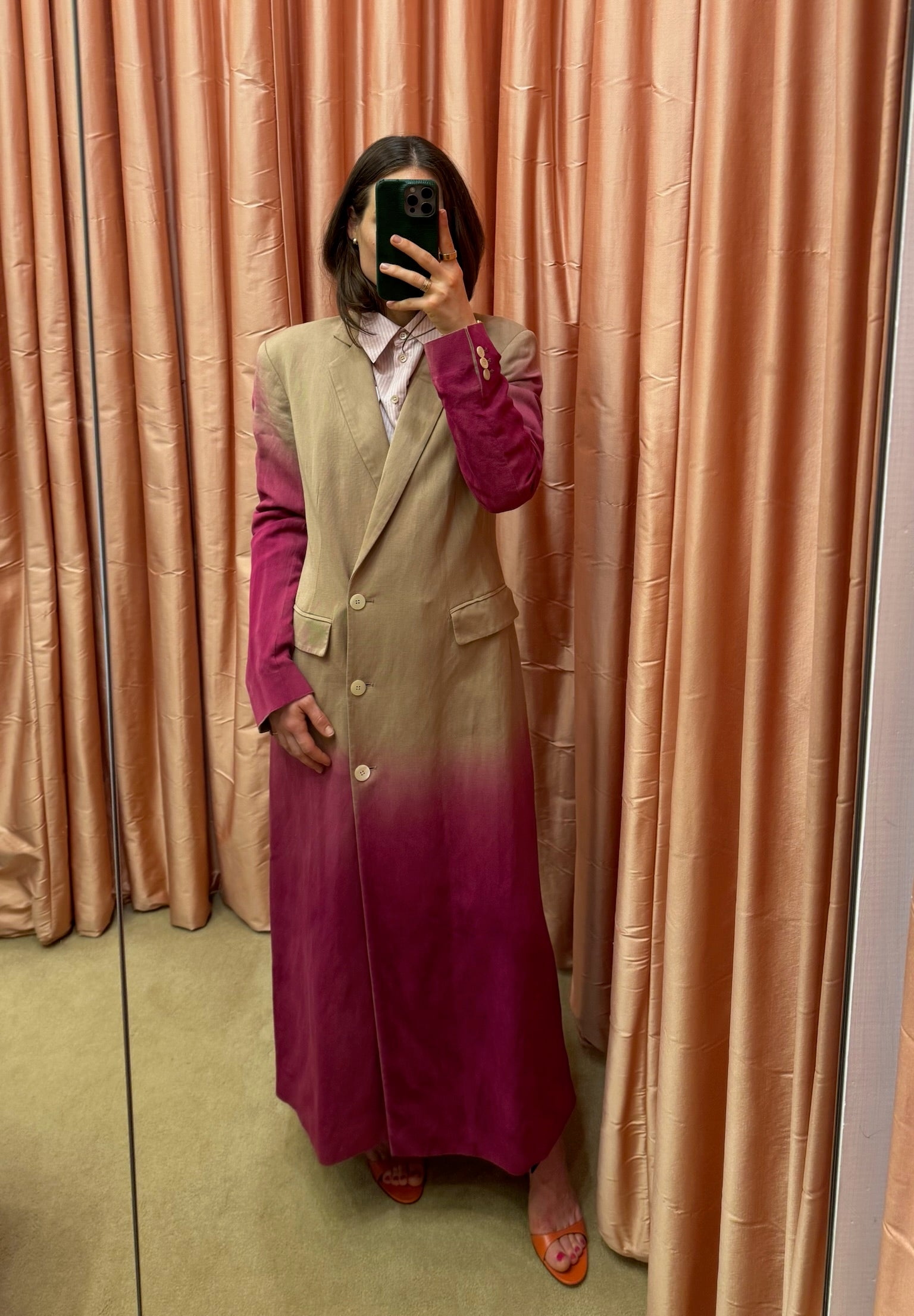 THE ELDER STATESMAN | LONG SLEEVE DOUBLE BREASTED COAT