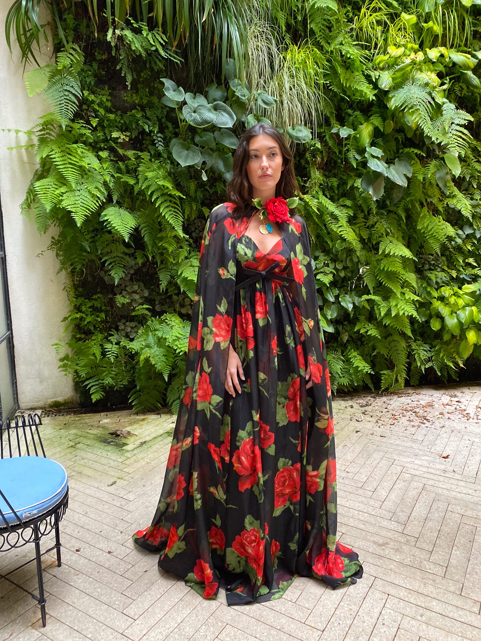 RICHARD QUINN | SWEETHEART FLORAL GOWN WITH CAPE
